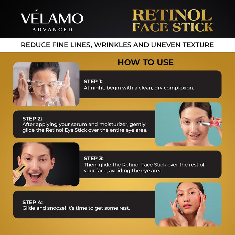 Retinol Face Stick, Reduce Fine Lines, Wrinkles and Uneven Texture in 4-6 Weeks, Retinol Cream for Face, Wrinkle Cream for Face, Anti Wrinkle Cream, Anti Aging Face Cream, 8 G/0.28 OZ