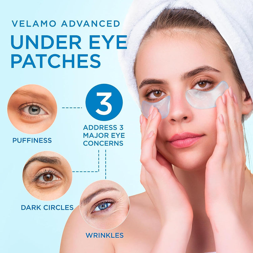 Eye Patches for Puffy Eyes 60 Pcs, 24k Gold Under Eye Patches for Dark Circles and Puffiness, Retinol & Collagen Under Eye Mask Patches for Wrinkles, Dark Circles Under Eye Bags Treatment for Women and Men by VELAMO ADVANCED