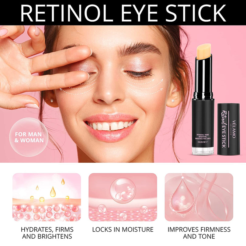 Retinol Eye Stick, Retinol Eye Cream for Dark Circles and Puffiness, Caffeine Eye Cream