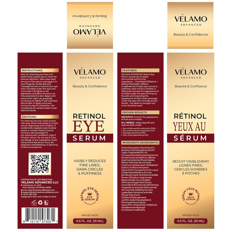 Retinol Eye Cream Anti Aging: Under Eye Cream for Dark Circles and Puffiness Bags - Retinol Eye Serum - Under Eye Serum with Caffeine and Hyaluronic Acid - Visibly Reduces Wrinkles Fine Lines(15ML)