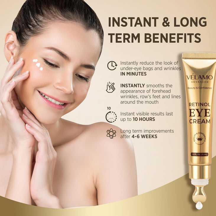 Rapid Reduction Retinol Eye Cream: Instantly Reduces Wrinkles Fine Lines Under Eye Bags Puffiness Dark Circles Crow's Feet - Rapid Face Lifting Tightening Firming Under Eye Cream 1 OZ/15G