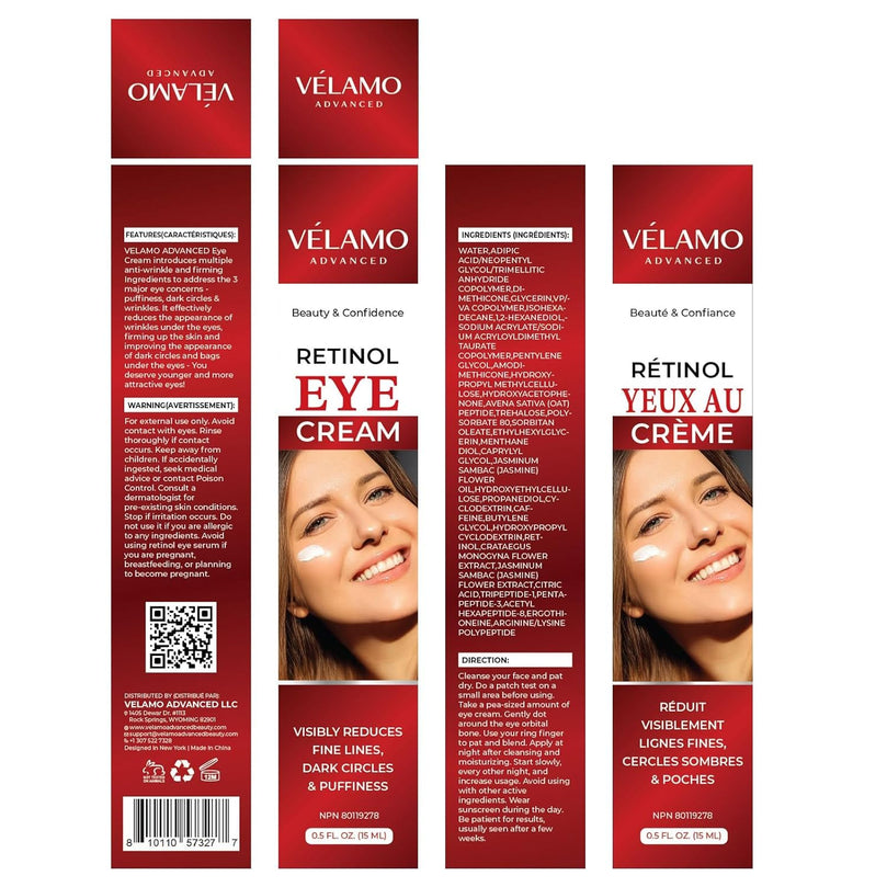 Retinol Eye Cream for Dark Circles and Puffiness, Caffeine Eye Cream, Under Eye Cream Anti Aging, Instant Fix Wrinkle, Eye Bags Treatment for Women and Men, Brighten and Tighten, Firming Eye Cream